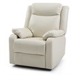 Maklaine Contemporary Faux Leather Rocker Recliner in Pearl Finish