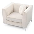 Maklaine Contemporary Soft Velvet Micro Suede Chair in Ivory