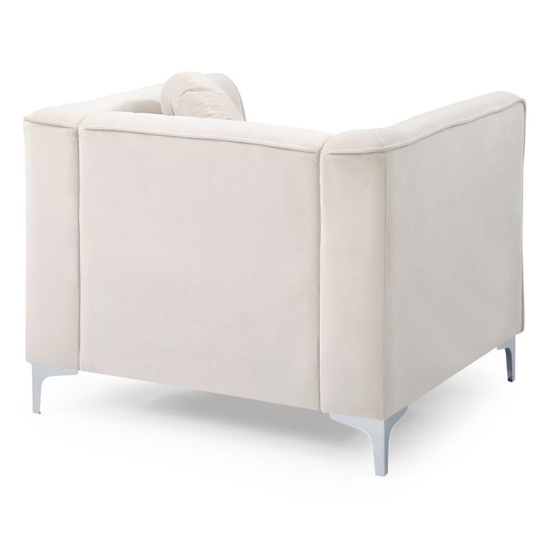 Maklaine Contemporary Soft Velvet Micro Suede Chair in Ivory