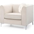 Maklaine Contemporary Soft Velvet Micro Suede Chair in Ivory