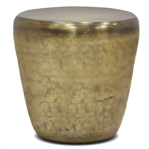Maklaine Industrial 20 &quot Metal Accent Side Table in Antique Gold