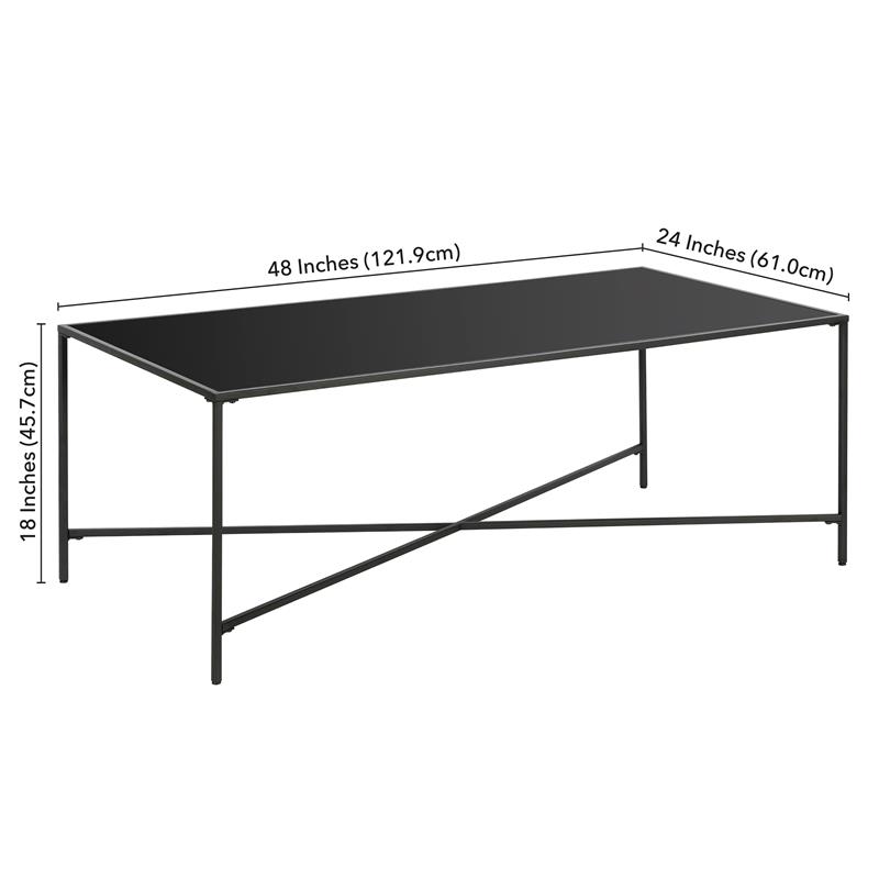 Maklaine Contemporary Black Bronze Coffee Table with Metal Top