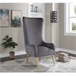 Maklaine Contemporary Deep Button Tufted Gray Velvet Accent Chair