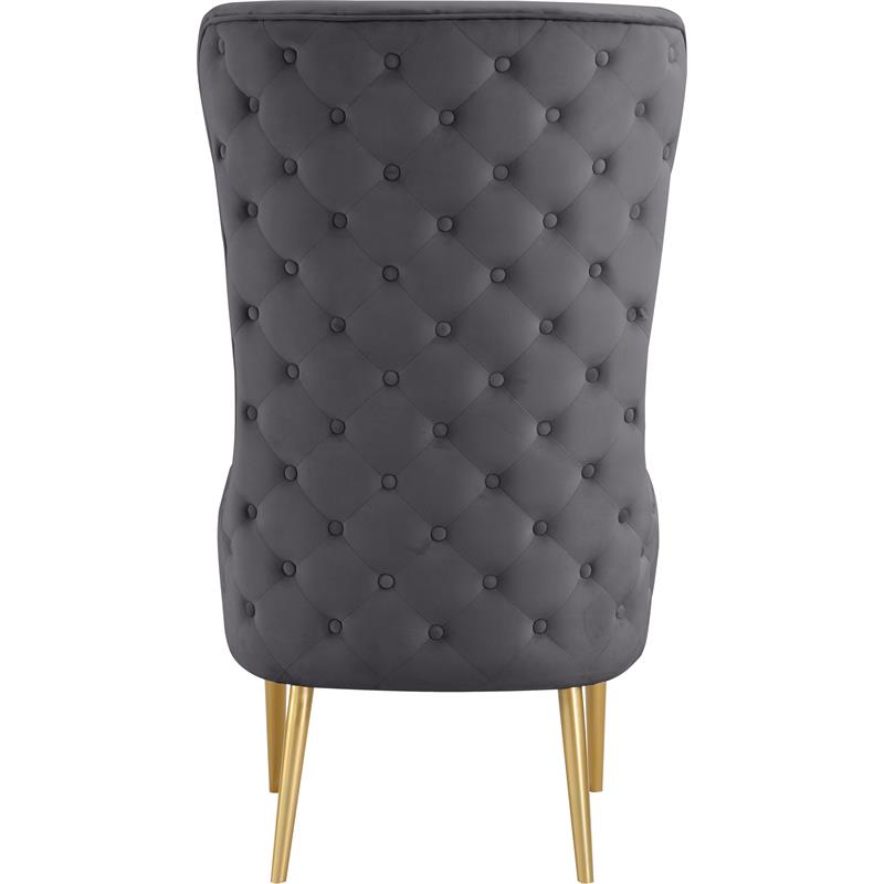 Maklaine Contemporary Deep Button Tufted Gray Velvet Accent Chair