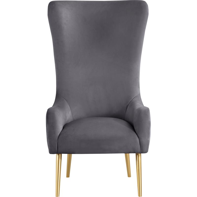 Maklaine Contemporary Deep Button Tufted Gray Velvet Accent Chair