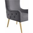 Maklaine Contemporary Deep Button Tufted Gray Velvet Accent Chair
