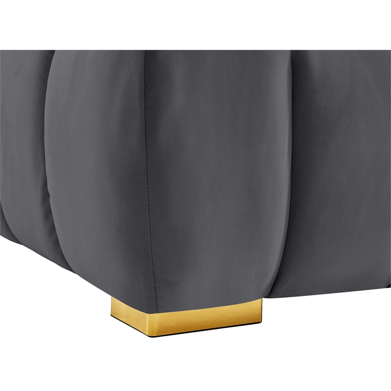 Maklaine Contemporary Deep Biscuit Tufted Soft Gray Velvet Sofa