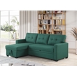 Maklaine Polyester Fabric Reversible Sleeper Sectional Sofa-Green