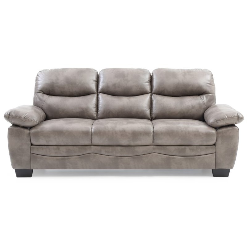 Maklaine Modern / Contemporary Faux Leather Sofa in Gray Finish