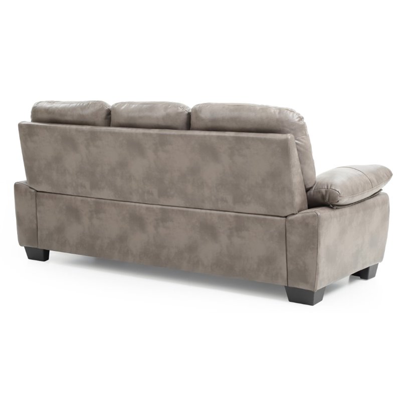 Maklaine Modern / Contemporary Faux Leather Sofa in Gray Finish
