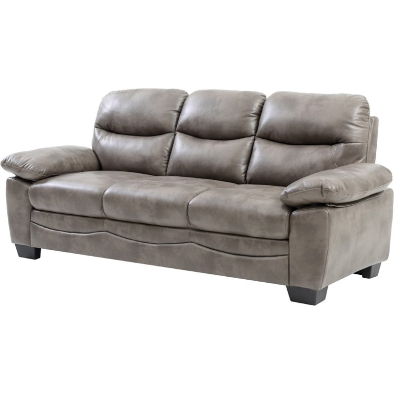 Maklaine Modern / Contemporary Faux Leather Sofa in Gray Finish
