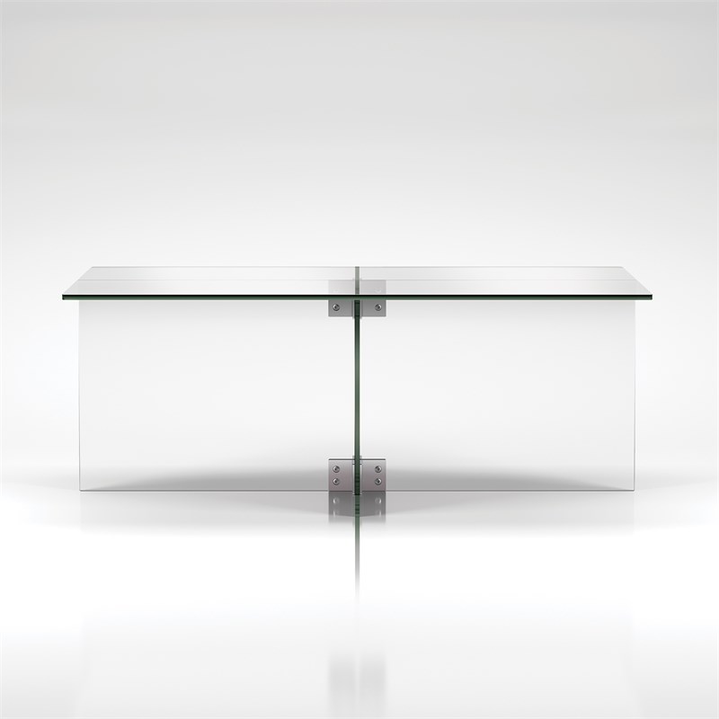 Maklaine Contemporary 16' Cosmopolitan Clear Glass Coffee Table