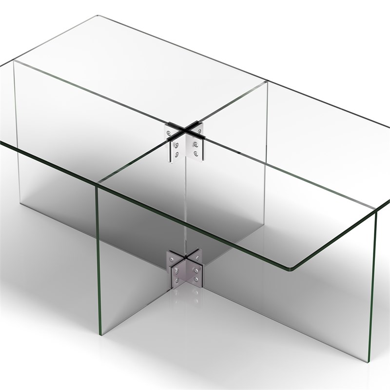 Maklaine Contemporary 16' Cosmopolitan Clear Glass Coffee Table