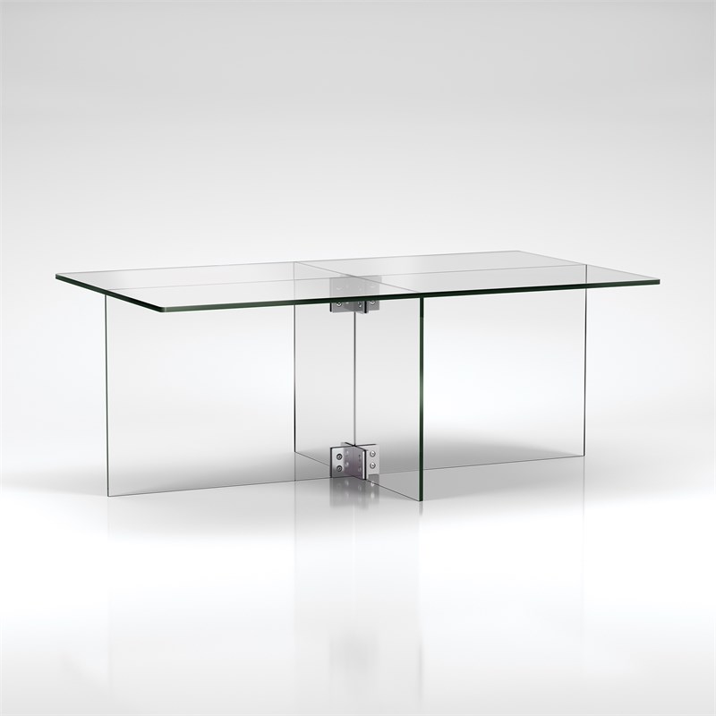Maklaine Contemporary 16' Cosmopolitan Clear Glass Coffee Table