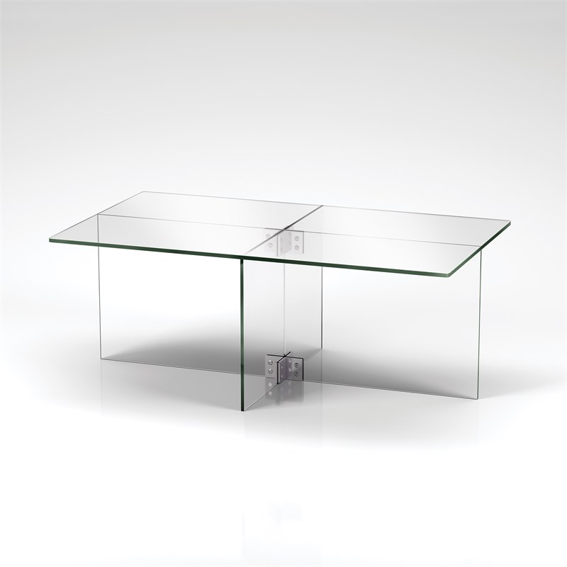 Maklaine Contemporary 16' Cosmopolitan Clear Glass Coffee Table