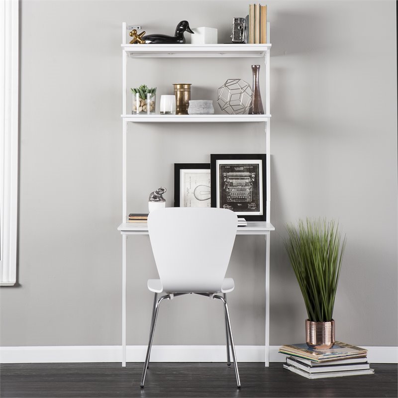 Maklaine Modern / Contemporary Wall Mount Writing Desk in White