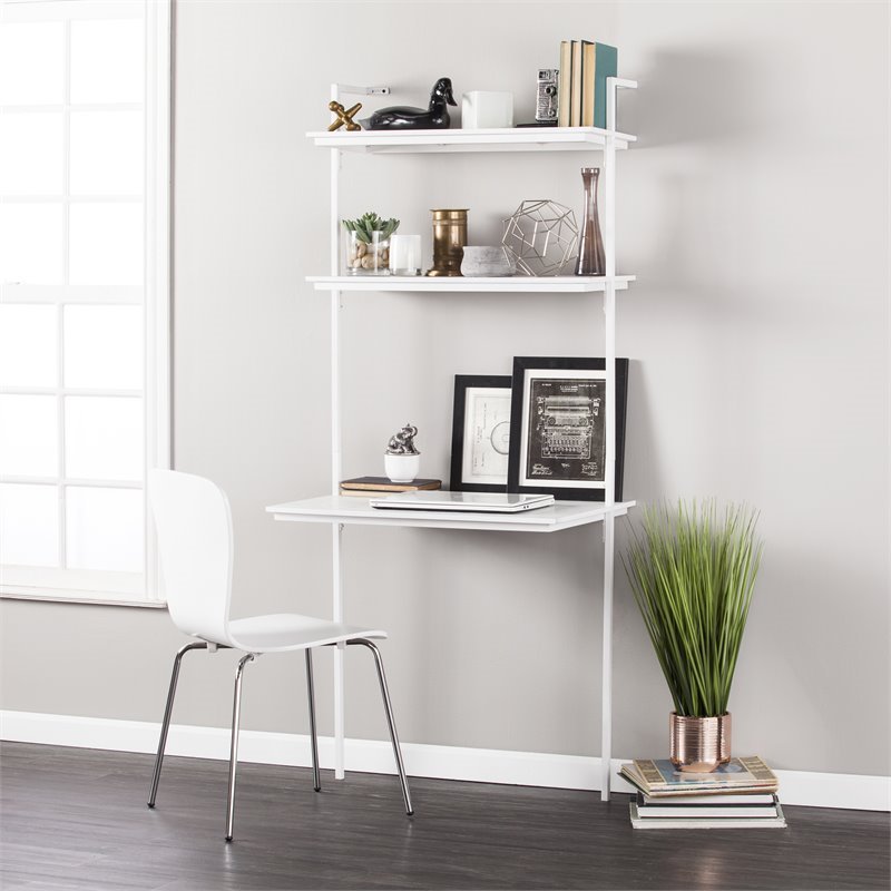 Maklaine Modern / Contemporary Wall Mount Writing Desk in White