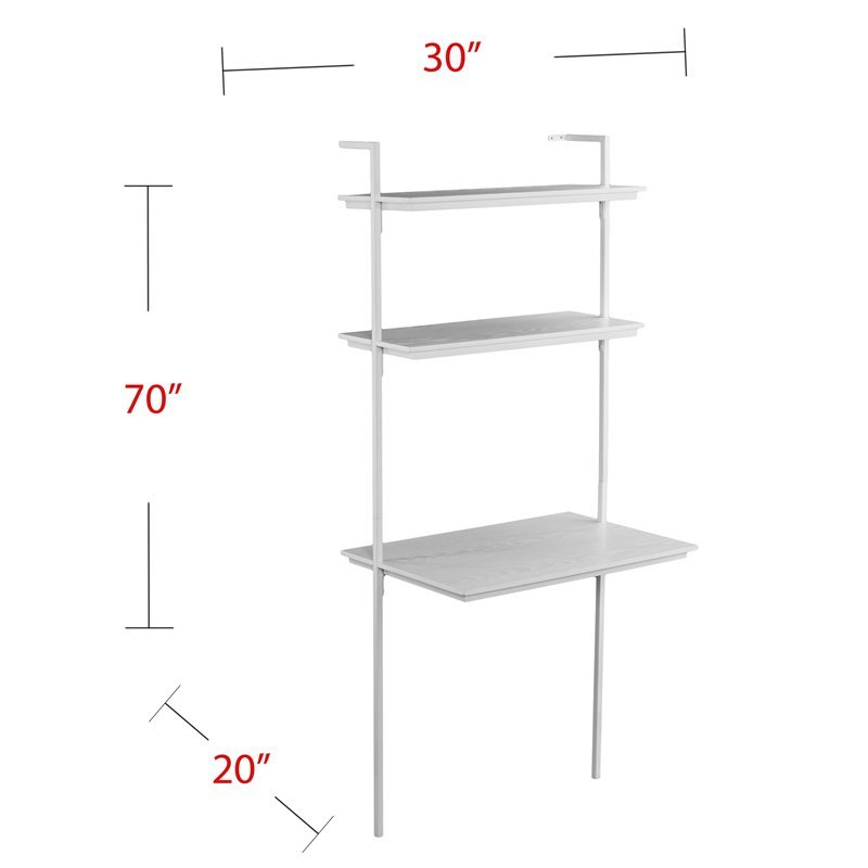 Maklaine Modern / Contemporary Wall Mount Writing Desk in White