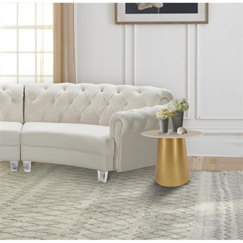 Maklaine Modern / Contemporary Marble End Table in Gold Finish