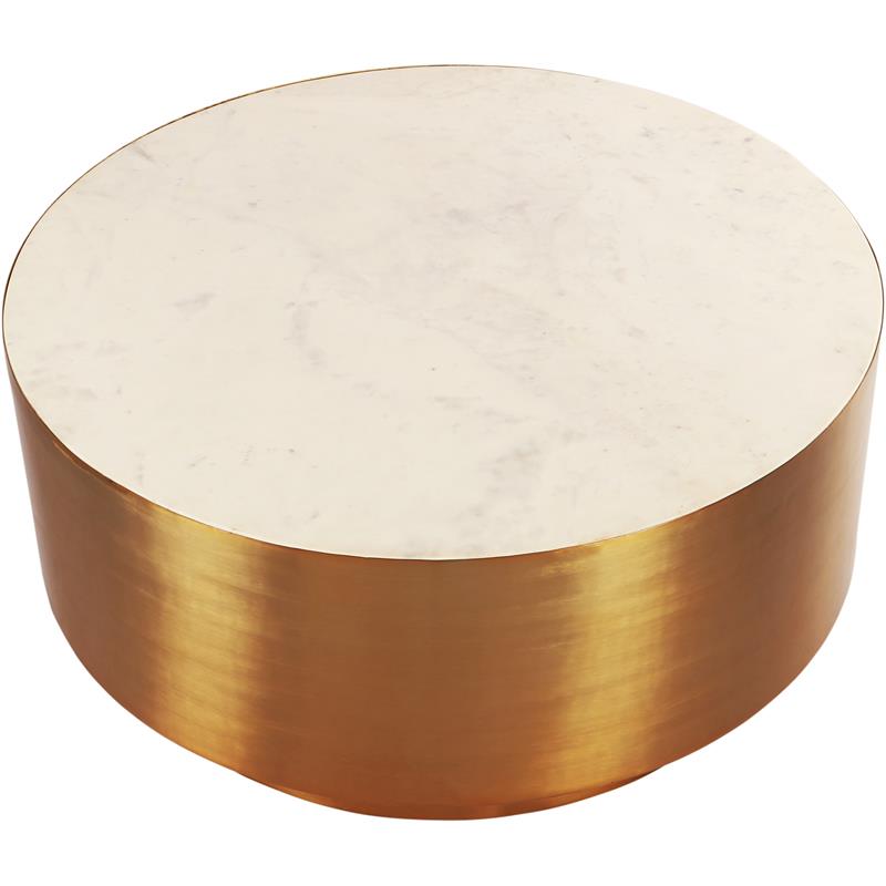 Maklaine Modern / Contemporary Marble Coffee Table in Gold Finish