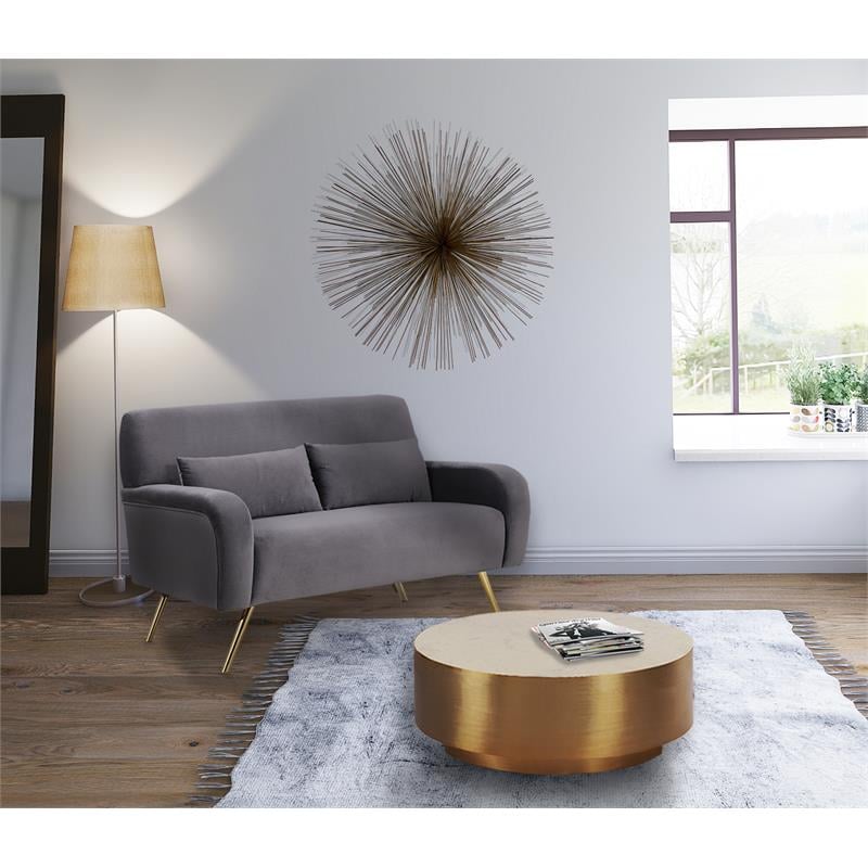 Maklaine Modern / Contemporary Marble Coffee Table in Gold Finish