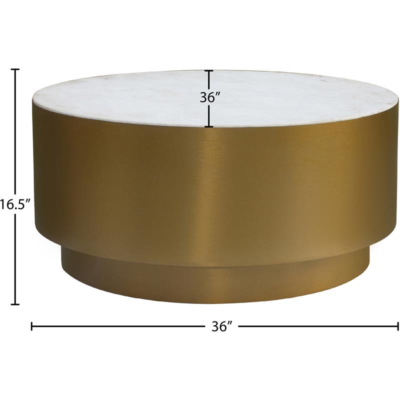 Maklaine Modern / Contemporary Marble Coffee Table in Gold Finish