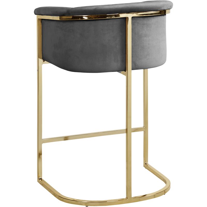 Maklaine Modern / Contemporary Upholstered Grey Velvet Stool