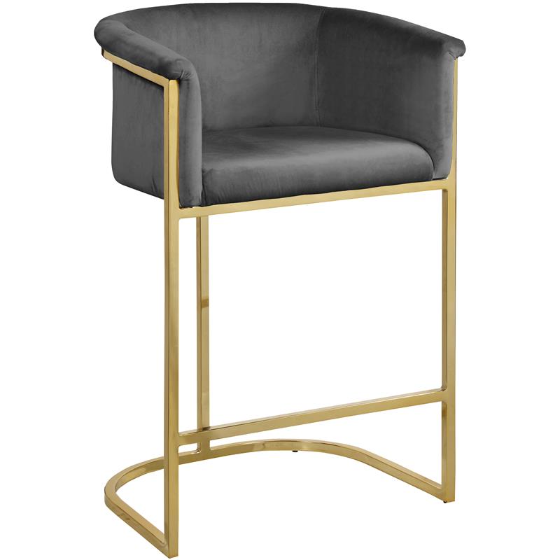Maklaine Modern / Contemporary Upholstered Grey Velvet Stool