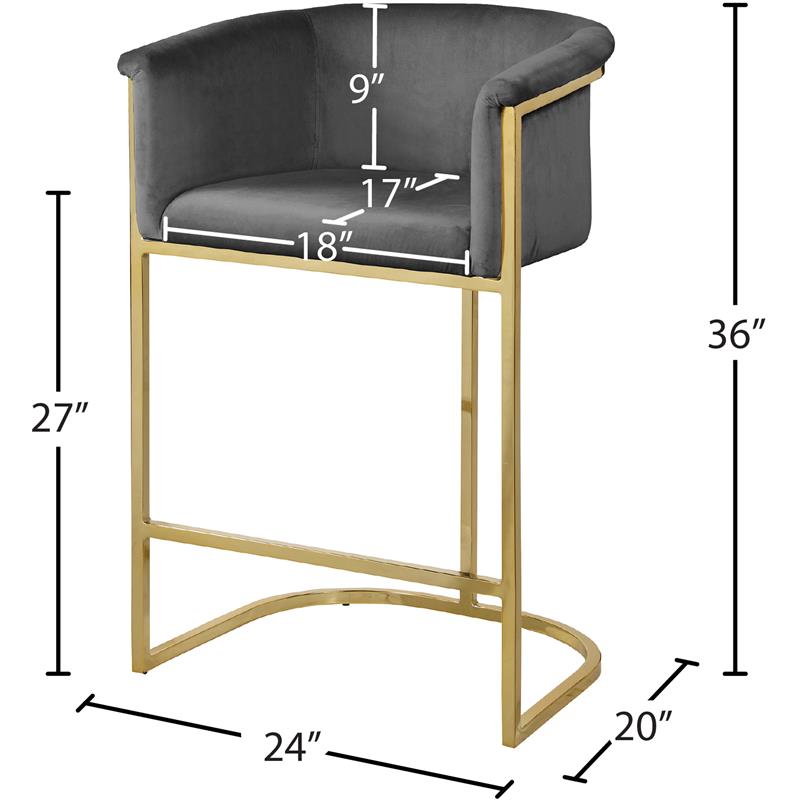 Maklaine Modern / Contemporary Upholstered Grey Velvet Stool