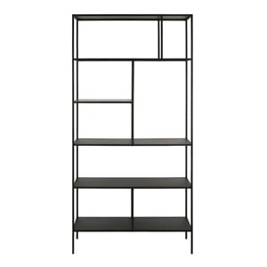 Maklaine Modern / Contemporary 36&quot Blackened Bronze Metal Bookcase