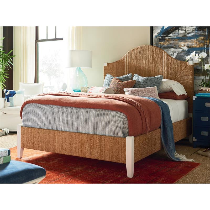 Maklaine Transitional Wicker / Rattan King Bed King in Mahogany