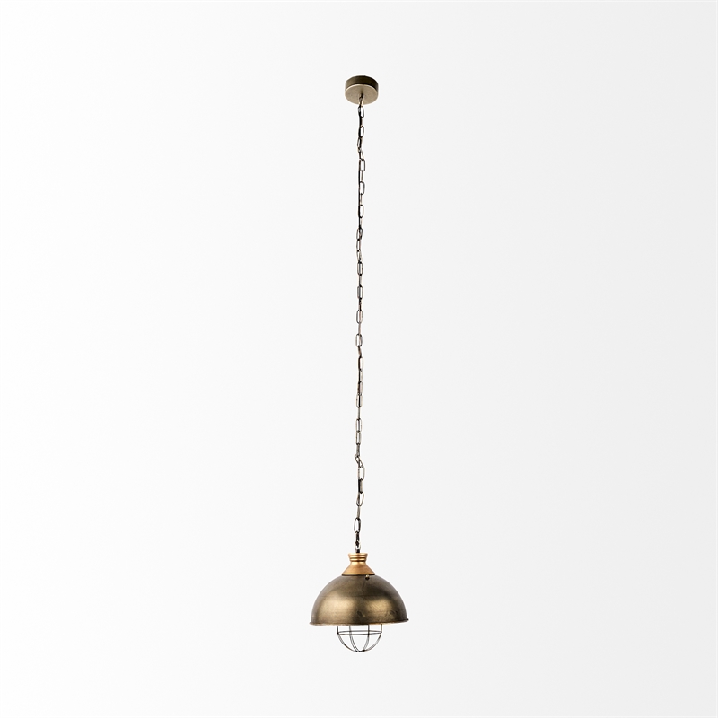 Maklaine Farmhouse Style Silver Toned Metal Dome Pendant Light