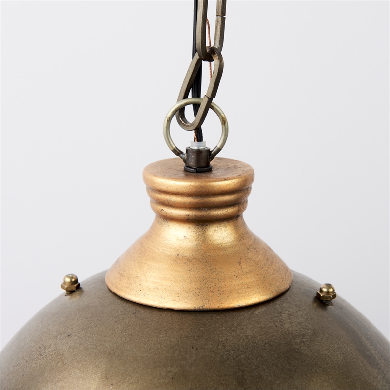 Maklaine Farmhouse Style Silver Toned Metal Dome Pendant Light