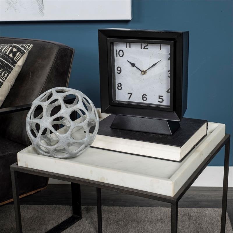Maklaine Modern / Contemporary Black Metal Square Table Clock