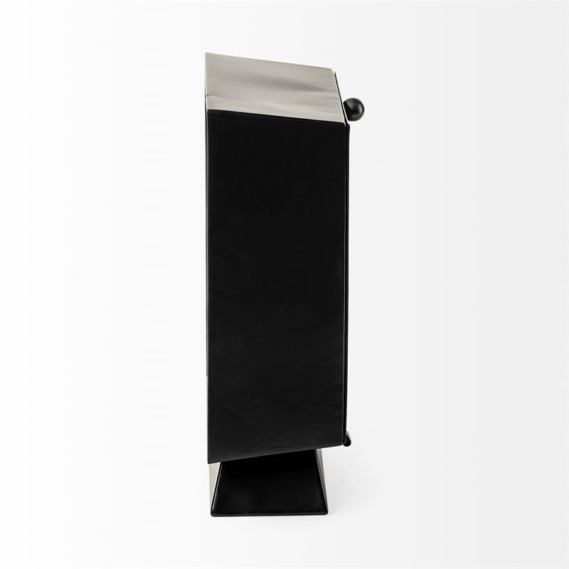 Maklaine Modern / Contemporary Black Metal Square Table Clock