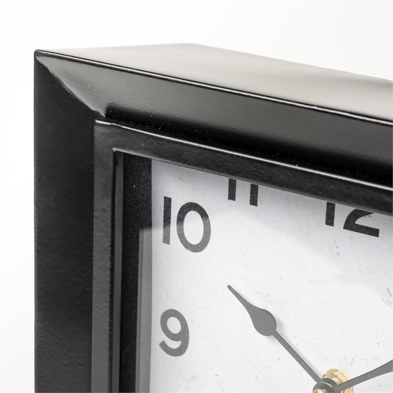 Maklaine Modern / Contemporary Black Metal Square Table Clock