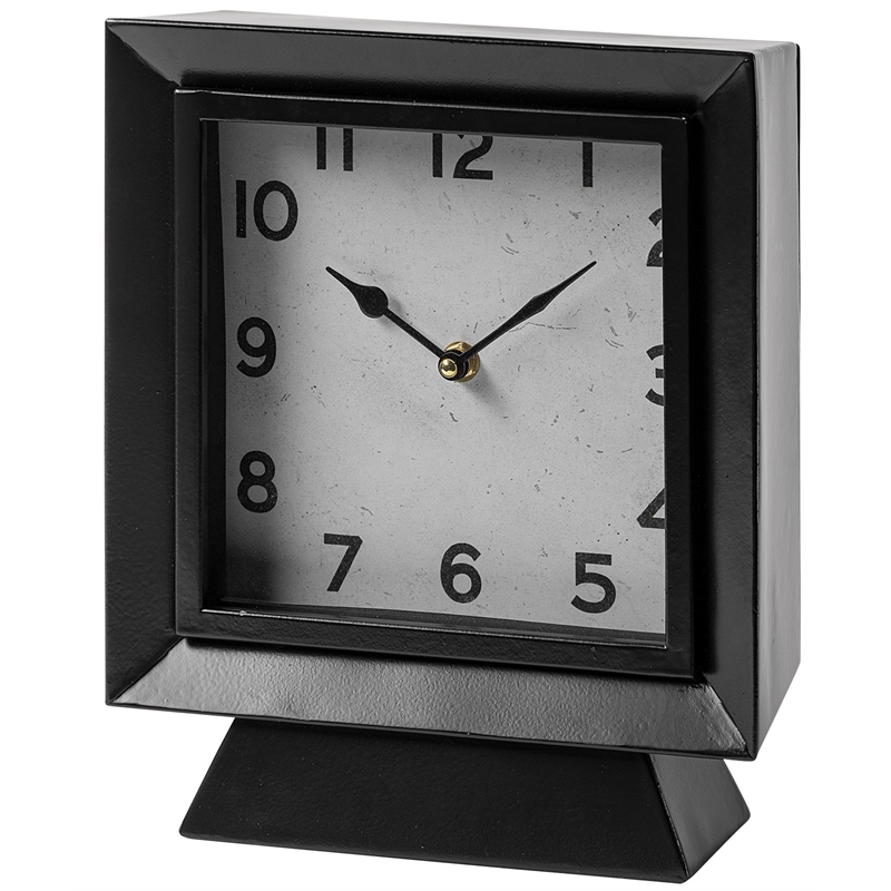 Maklaine Modern / Contemporary Black Metal Square Table Clock