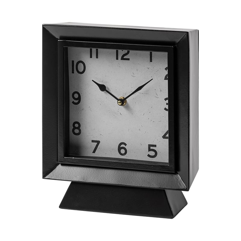 Maklaine Modern / Contemporary Black Metal Square Table Clock