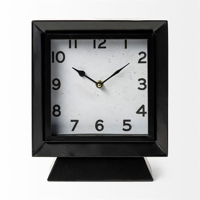Maklaine Modern / Contemporary Black Metal Square Table Clock