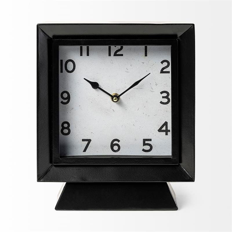 Maklaine Modern / Contemporary Black Metal Square Table Clock