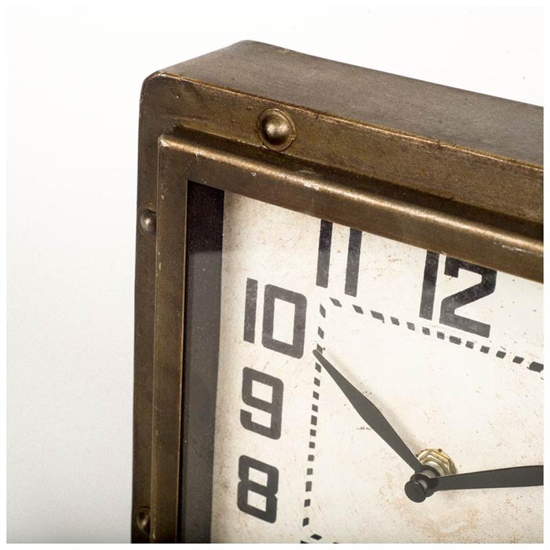 Maklaine Traditional Style Bronze Toned Metal Square Table Clock