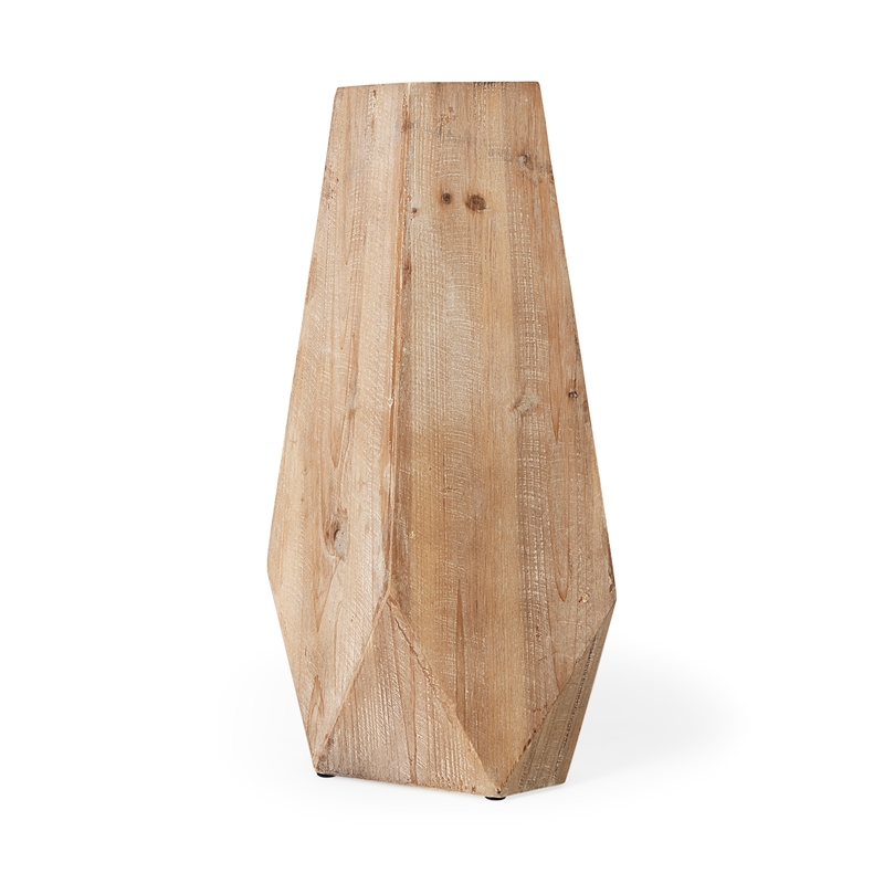 Maklaine Farmhouse Large Natural Finish Wooden Base Oval Vase
