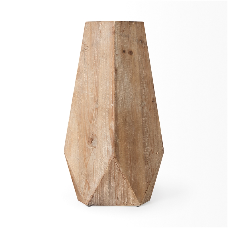 Maklaine Farmhouse Large Natural Finish Wooden Base Oval Vase
