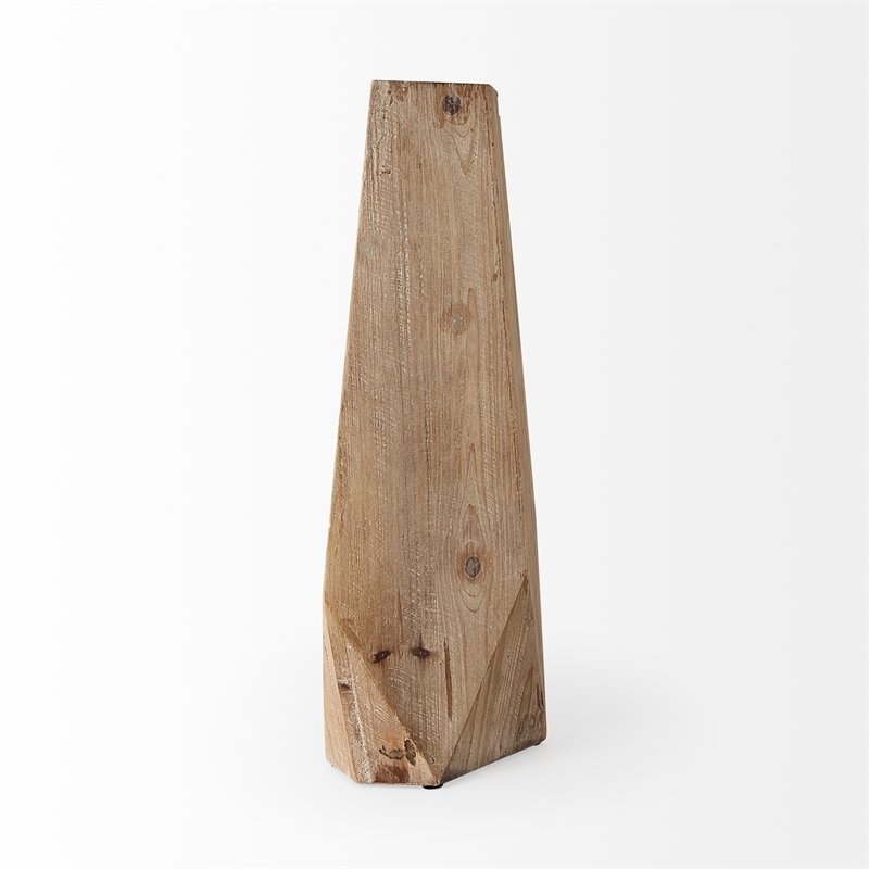 Maklaine Farmhouse Large Natural Finish Wooden Base Oval Vase