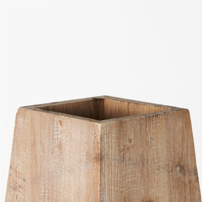 Maklaine Farmhouse Large Natural Finish Wooden Base Oval Vase