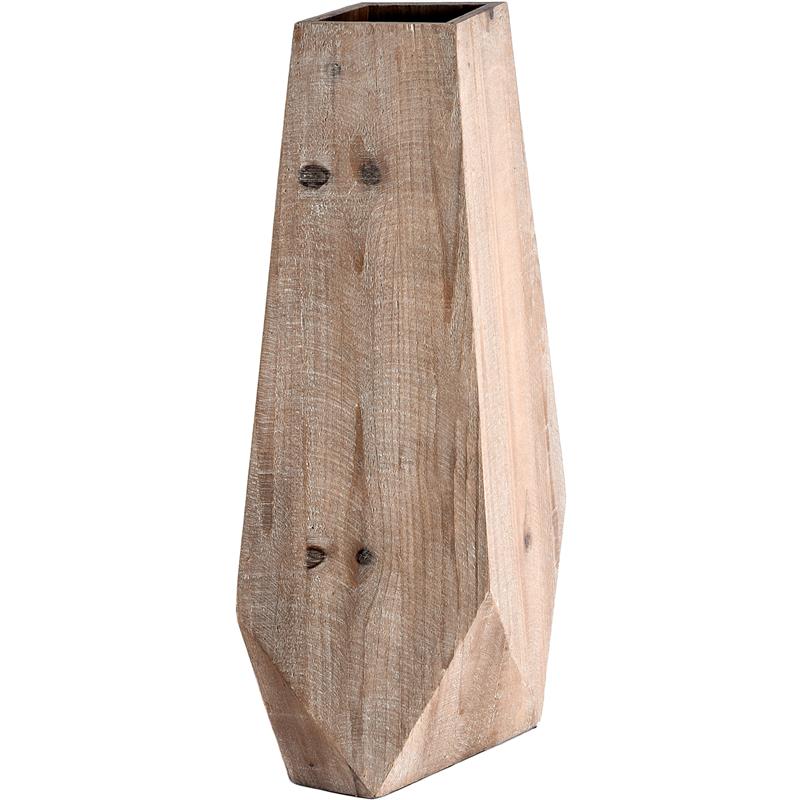 Maklaine Farmhouse Large Natural Finish Wooden Base Oval Vase