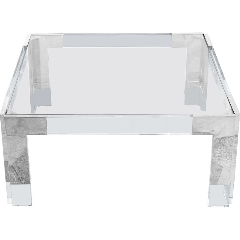Maklaine Contemporary Squared Glass Top Coffee Table in Chrome