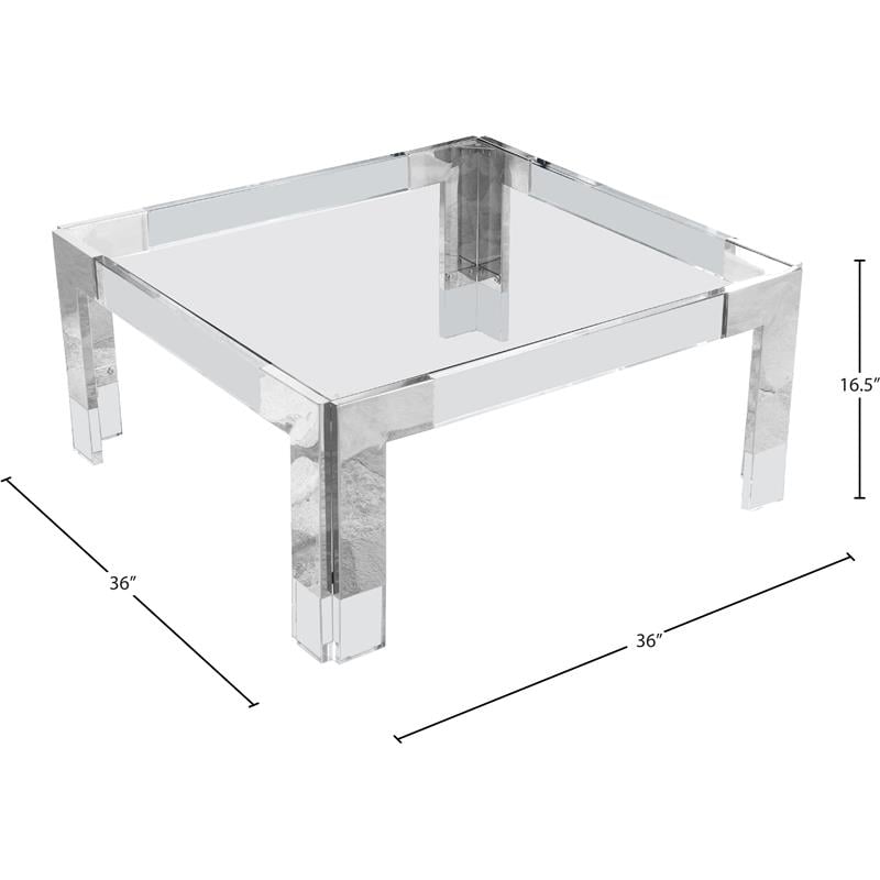 Maklaine Contemporary Squared Glass Top Coffee Table in Chrome