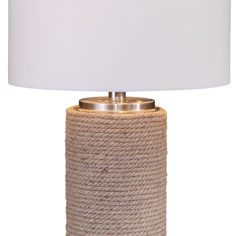 Maklaine Contemporary Coastal Table Lamp in Natural Rope Fabric