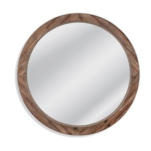 Maklaine Modern / Contemporary MDF Wood Wall Mirror in Natural Finish